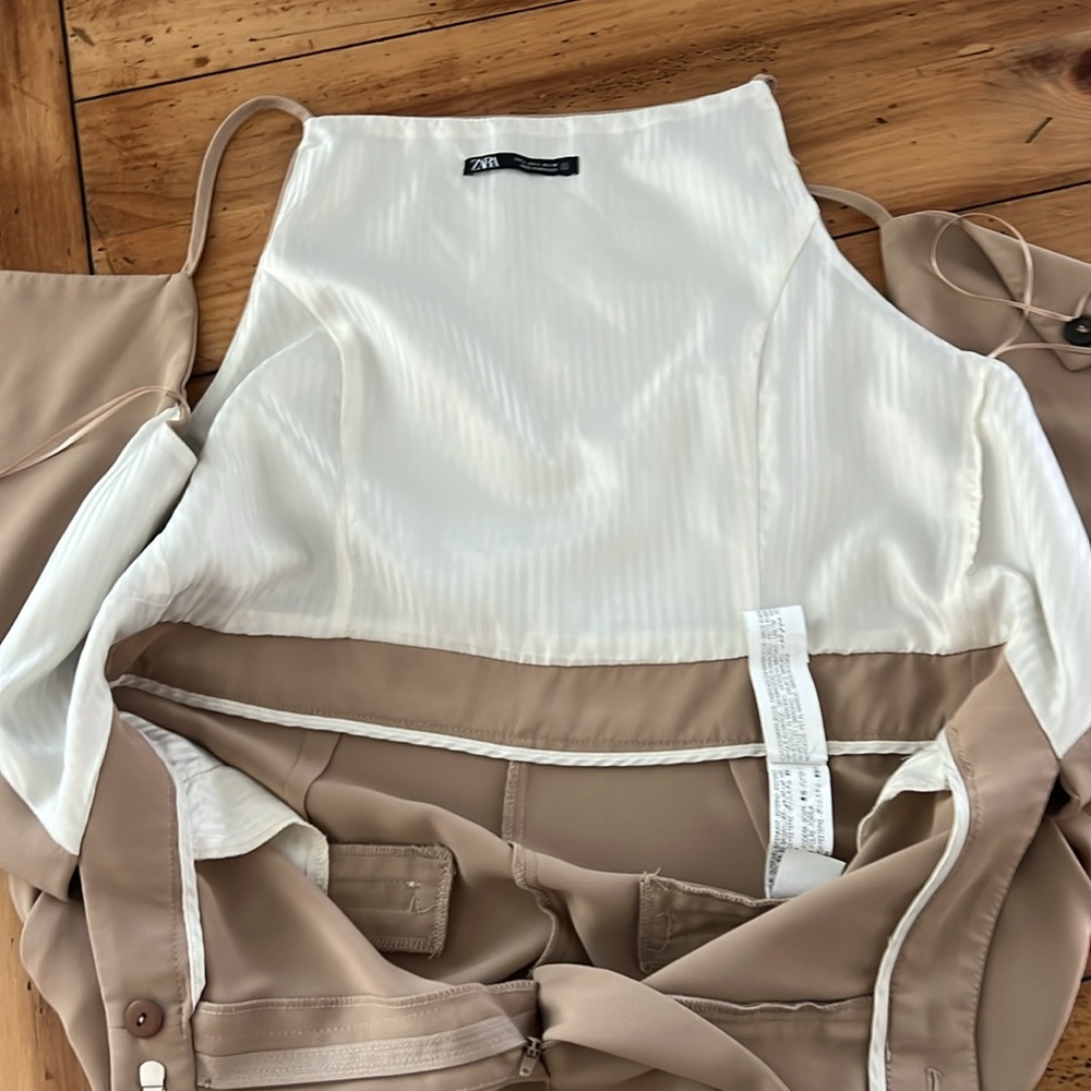 ZARA suit style jumpsuit taupe brown color size L - Picture 14 of 17